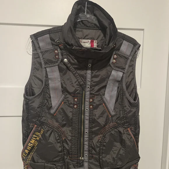 Dark Gray 100% Nylon Tactical Streetstyle Zip Up Vest with Pockets - Picture 1 of 6
